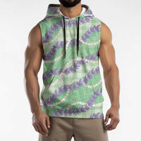 Pastel Green Hawaii Palaka Honohono Pikake Sleeveless Hoodie Hawaiian Orchid Lei Polynesian Pattern LT14 - Polynesian Pride