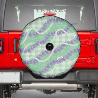 Pastel Green Hawaii Palaka Honohono Pikake Spare Tire Cover Hawaiian Orchid Lei Polynesian Pattern LT14 - Polynesian Pride