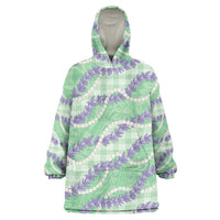 Pastel Green Hawaii Palaka Honohono Pikake Wearable Blanket Hoodie Hawaiian Orchid Lei Polynesian Pattern LT14 One Size Pastel Green - Polynesian Pride