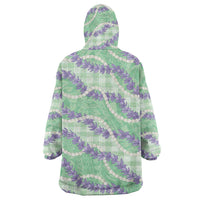 Pastel Green Hawaii Palaka Honohono Pikake Wearable Blanket Hoodie Hawaiian Orchid Lei Polynesian Pattern LT14 - Polynesian Pride