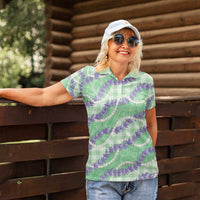 Pastel Green Hawaii Palaka Honohono Pikake Women Polo Shirt Hawaiian Orchid Lei Polynesian Pattern LT14 - Polynesian Pride