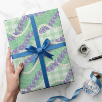 Pastel Green Hawaii Palaka Honohono Pikake Wrapping Paper Hawaiian Orchid Lei Polynesian Pattern - Polynesian Pride