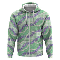 Pastel Green Hawaii Palaka Honohono Pikake Zip Hoodie Hawaiian Orchid Lei Polynesian Pattern LT14 Zip Hoodie Pastel Green - Polynesian Pride