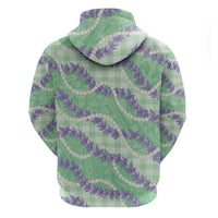 Pastel Green Hawaii Palaka Honohono Pikake Zip Hoodie Hawaiian Orchid Lei Polynesian Pattern LT14 - Polynesian Pride