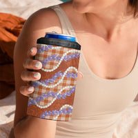 Orange Hawaii Palaka Honohono Pikake 4 in 1 Can Cooler Tumbler Hawaiian Orchid Lei Polynesian Pattern LT14 - Polynesian Pride