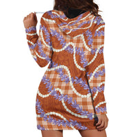 Orange Hawaii Palaka Honohono Pikake Hoodie Dress Hawaiian Orchid Lei Polynesian Pattern LT14 - Polynesian Pride