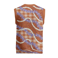 Orange Hawaii Palaka Honohono Pikake Christmas Knitted V-Neck Vest Hawaiian Orchid Lei Polynesian Pattern LT14 - Polynesian Pride
