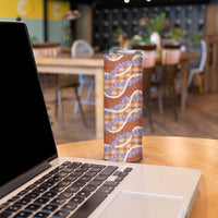 Orange Hawaii Palaka Honohono Pikake Skinny Tumbler Hawaiian Orchid Lei Polynesian Pattern LT14 - Polynesian Pride