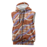 Orange Hawaii Palaka Honohono Pikake Sleeveless Zip Hoodie Hawaiian Orchid Lei Polynesian Pattern LT14 Orange - Polynesian Pride
