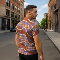Orange Hawaii Palaka Honohono Pikake Zipper Polo Shirt Hawaiian Orchid Lei Polynesian Pattern LT14 - Polynesian Pride