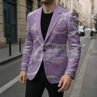 Purple Hawaii Palaka Honohono Pikake Blazer Hawaiian Orchid Lei Polynesian Pattern - Polynesian Pride