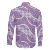 Purple Hawaii Palaka Honohono Pikake Family Matching Long Sleeve Bodycon Dress and Hawaiian Shirt Hawaiian Orchid Lei Polynesian Pattern LT14 - Polynesian Pride