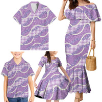 Purple Hawaii Palaka Honohono Pikake Family Matching Mermaid Dress and Hawaiian Shirt Hawaiian Orchid Lei Polynesian Pattern LT14 - Polynesian Pride