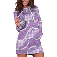 Purple Hawaii Palaka Honohono Pikake Hoodie Dress Hawaiian Orchid Lei Polynesian Pattern LT14 Purple - Polynesian Pride