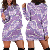 Purple Hawaii Palaka Honohono Pikake Hoodie Dress Hawaiian Orchid Lei Polynesian Pattern LT14 - Polynesian Pride