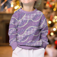 Purple Hawaii Palaka Honohono Pikake Kid Ugly Christmas Sweater Hawaiian Orchid Lei Polynesian Pattern LT14 - Polynesian Pride