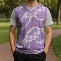 Purple Hawaii Palaka Honohono Pikake Christmas Knitted V-Neck Vest Hawaiian Orchid Lei Polynesian Pattern LT14 - Polynesian Pride
