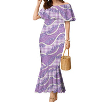 Purple Hawaii Palaka Honohono Pikake Mermaid Dress Hawaiian Orchid Lei Polynesian Pattern LT14 Women Purple - Polynesian Pride