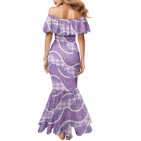 Purple Hawaii Palaka Honohono Pikake Mermaid Dress Hawaiian Orchid Lei Polynesian Pattern LT14 - Polynesian Pride