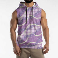 Purple Hawaii Palaka Honohono Pikake Sleeveless Hoodie Hawaiian Orchid Lei Polynesian Pattern LT14 - Polynesian Pride