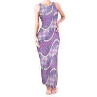 Purple Hawaii Palaka Honohono Pikake Tank Maxi Dress Hawaiian Orchid Lei Polynesian Pattern LT14 Women Purple - Polynesian Pride
