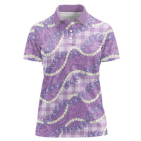 Purple Hawaii Palaka Honohono Pikake Women Polo Shirt Hawaiian Orchid Lei Polynesian Pattern LT14 Female Purple - Polynesian Pride