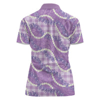 Purple Hawaii Palaka Honohono Pikake Women Polo Shirt Hawaiian Orchid Lei Polynesian Pattern LT14 - Polynesian Pride