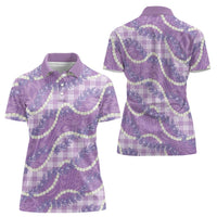 Purple Hawaii Palaka Honohono Pikake Women Polo Shirt Hawaiian Orchid Lei Polynesian Pattern LT14 - Polynesian Pride