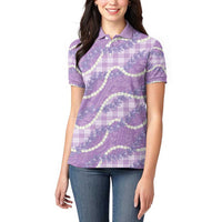 Purple Hawaii Palaka Honohono Pikake Women Polo Shirt Hawaiian Orchid Lei Polynesian Pattern LT14 - Polynesian Pride