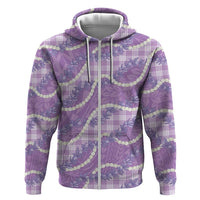 Purple Hawaii Palaka Honohono Pikake Zip Hoodie Hawaiian Orchid Lei Polynesian Pattern LT14 Zip Hoodie Purple - Polynesian Pride