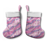 Pink Hawaii Palaka Honohono Pikake Christmas Stocking Hawaiian Orchid Lei Polynesian Pattern - Polynesian Pride
