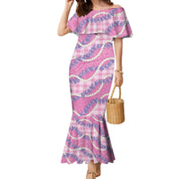 Pink Hawaii Palaka Honohono Pikake Family Matching Mermaid Dress and Hawaiian Shirt Hawaiian Orchid Lei Polynesian Pattern LT14 Pink - Polynesian Pride