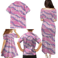 Pink Hawaii Palaka Honohono Pikake Family Matching Puletasi and Hawaiian Shirt Hawaiian Orchid Lei Polynesian Pattern LT14 - Polynesian Pride