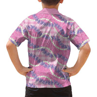 Pink Hawaii Palaka Honohono Pikake Family Matching Short Sleeve Bodycon Dress and Hawaiian Shirt Hawaiian Orchid Lei Polynesian Pattern LT14 - Polynesian Pride