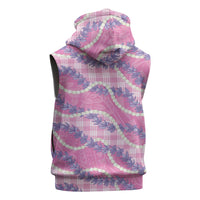 Pink Hawaii Palaka Honohono Pikake Sleeveless Hoodie Hawaiian Orchid Lei Polynesian Pattern LT14 - Polynesian Pride