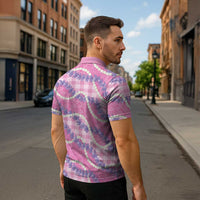 Pink Hawaii Palaka Honohono Pikake Zipper Polo Shirt Hawaiian Orchid Lei Polynesian Pattern LT14 - Polynesian Pride