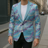 Blue Hawaii Palaka Honohono Pikake Blazer Hawaiian Orchid Lei Polynesian Pattern - Polynesian Pride