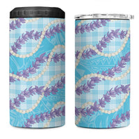 Blue Hawaii Palaka Honohono Pikake 4 in 1 Can Cooler Tumbler Hawaiian Orchid Lei Polynesian Pattern LT14 One Size: 16 oz Blue - Polynesian Pride