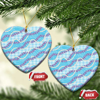 Blue Hawaii Palaka Honohono Pikake Ceramic Ornament Hawaiian Orchid Lei Polynesian Pattern - Polynesian Pride