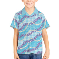 Blue Hawaii Palaka Honohono Pikake Family Matching Mermaid Dress and Hawaiian Shirt Hawaiian Orchid Lei Polynesian Pattern LT14 - Polynesian Pride