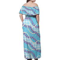 Blue Hawaii Palaka Honohono Pikake Family Matching Off Shoulder Maxi Dress and Hawaiian Shirt Hawaiian Orchid Lei Polynesian Pattern LT14 - Polynesian Pride