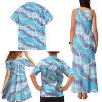 Blue Hawaii Palaka Honohono Pikake Family Matching Tank Maxi Dress and Hawaiian Shirt Hawaiian Orchid Lei Polynesian Pattern LT14 - Polynesian Pride