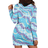 Blue Hawaii Palaka Honohono Pikake Hoodie Dress Hawaiian Orchid Lei Polynesian Pattern LT14 - Polynesian Pride