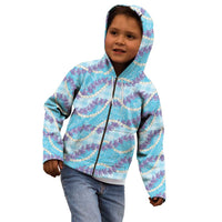 Blue Hawaii Palaka Honohono Pikake Kid Hoodie Hawaiian Orchid Lei Polynesian Pattern - Polynesian Pride