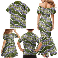 Green Hawaii Palaka Honohono Pikake Family Matching Mermaid Dress and Hawaiian Shirt Hawaiian Orchid Lei Polynesian Pattern LT14 - Polynesian Pride