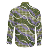 Green Hawaii Palaka Honohono Pikake Family Matching Summer Maxi Dress and Hawaiian Shirt Hawaiian Orchid Lei Polynesian Pattern LT14 - Polynesian Pride