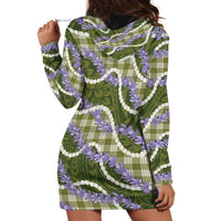 Green Hawaii Palaka Honohono Pikake Hoodie Dress Hawaiian Orchid Lei Polynesian Pattern LT14 - Polynesian Pride