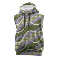 Green Hawaii Palaka Honohono Pikake Sleeveless Hoodie Hawaiian Orchid Lei Polynesian Pattern LT14 Green - Polynesian Pride