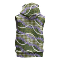 Green Hawaii Palaka Honohono Pikake Sleeveless Hoodie Hawaiian Orchid Lei Polynesian Pattern LT14 - Polynesian Pride