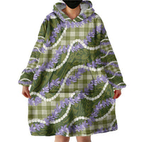Green Hawaii Palaka Honohono Pikake Wearable Blanket Hoodie Hawaiian Orchid Lei Polynesian Pattern LT14 - Polynesian Pride